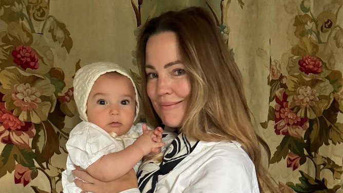 New mum Melissa George, 48, shares rare photos of six-month-old son Lyor Gatsby during outing at French chateau